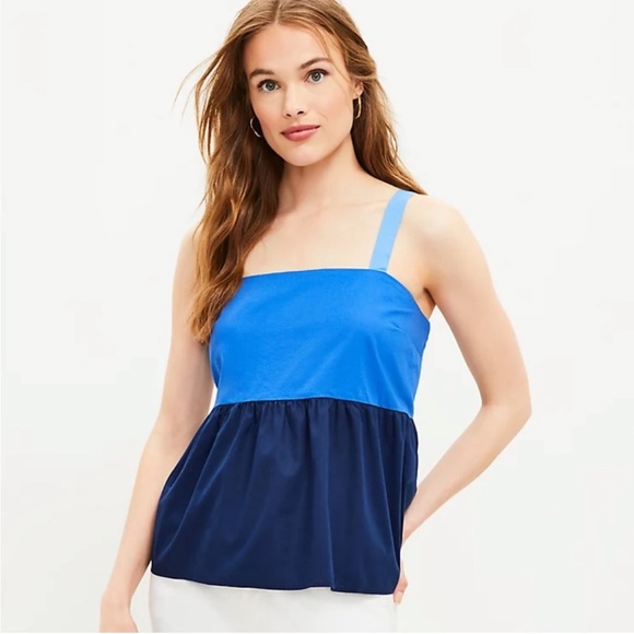 LOFT Tops - Loft Size 6 Blue Color Block Peplum Cami NWOT